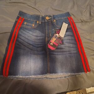 Red and Black Mini A-Line Skirt